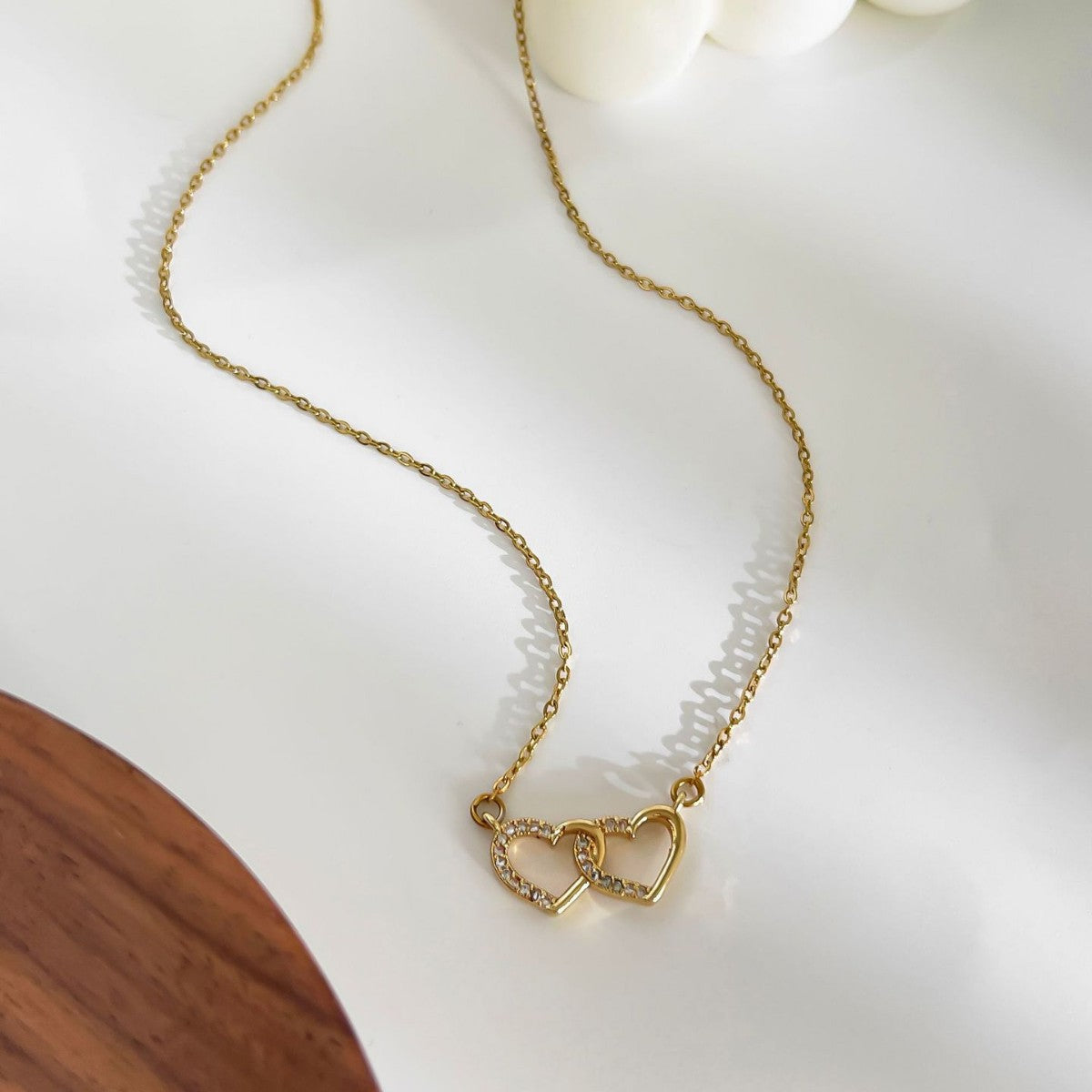 Gold Heart Cable-Chain Necklace worn photo