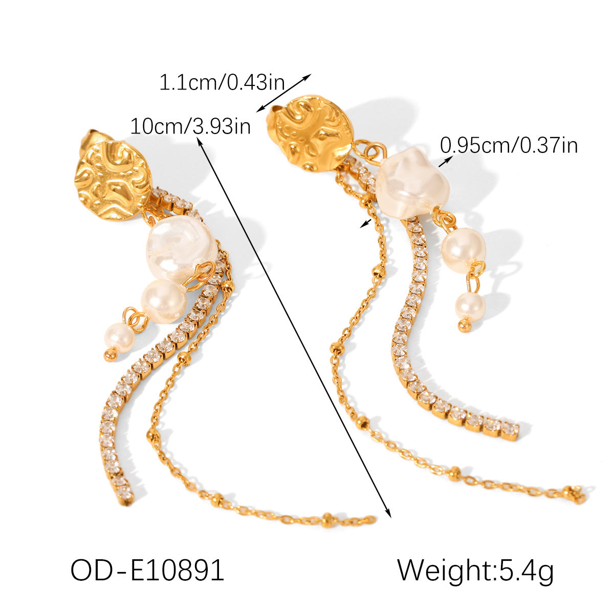Gold Heart Tassel Drop Earrings product photo