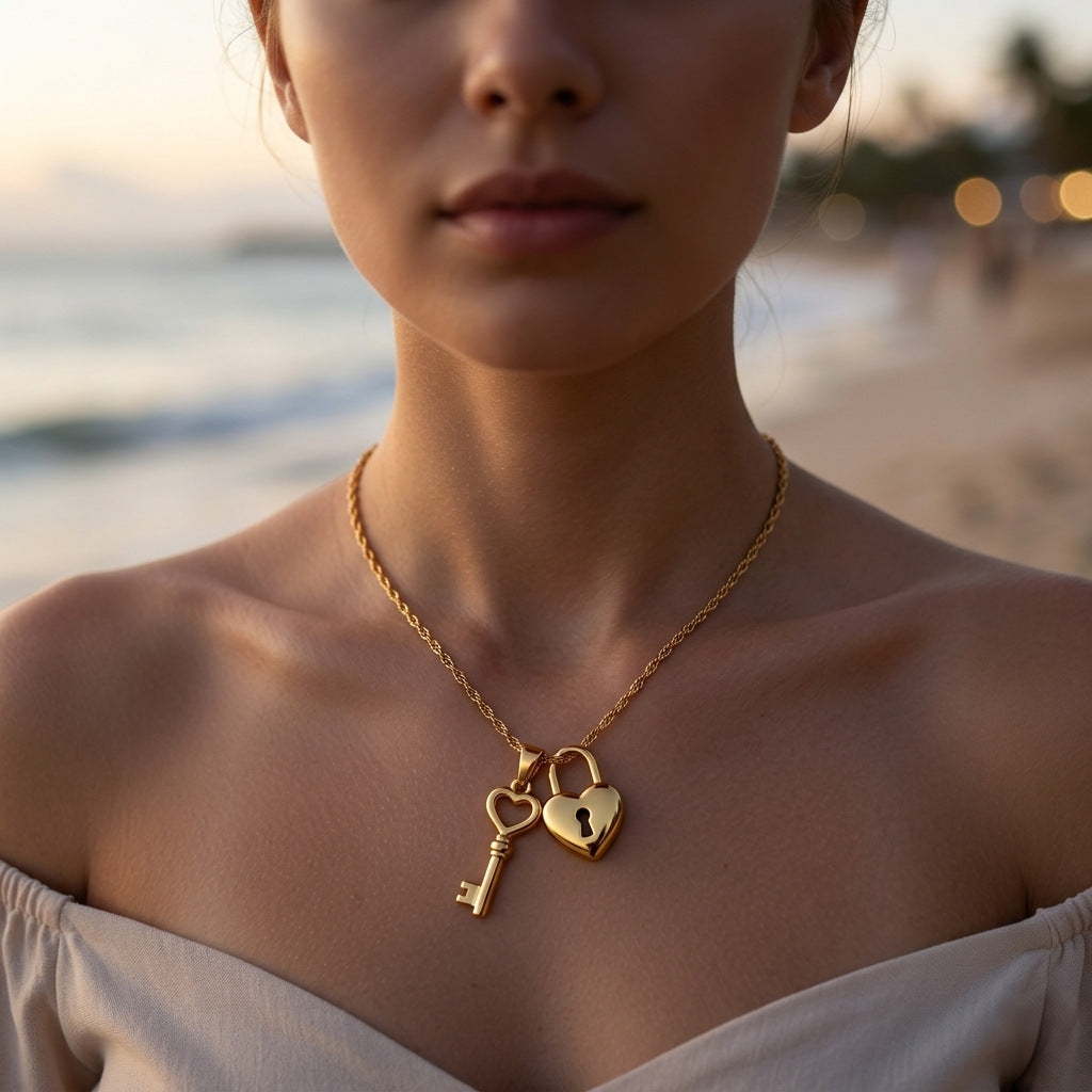 Gold Heart Pendant Necklace product photo