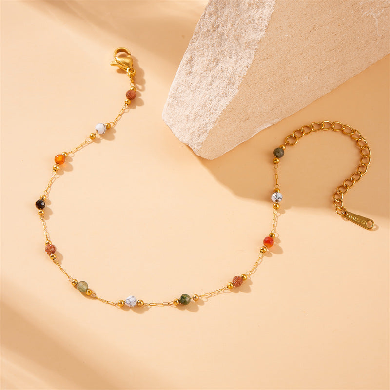 Gold Beaded Chain Necklace product photo