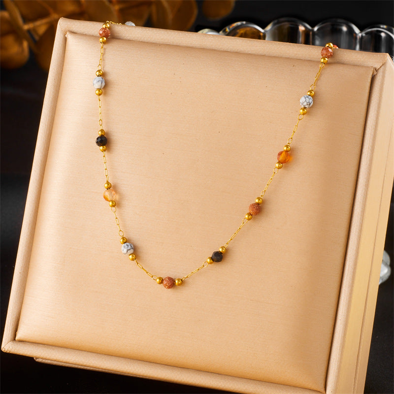 Gold Beaded Chain Necklace alternate photo