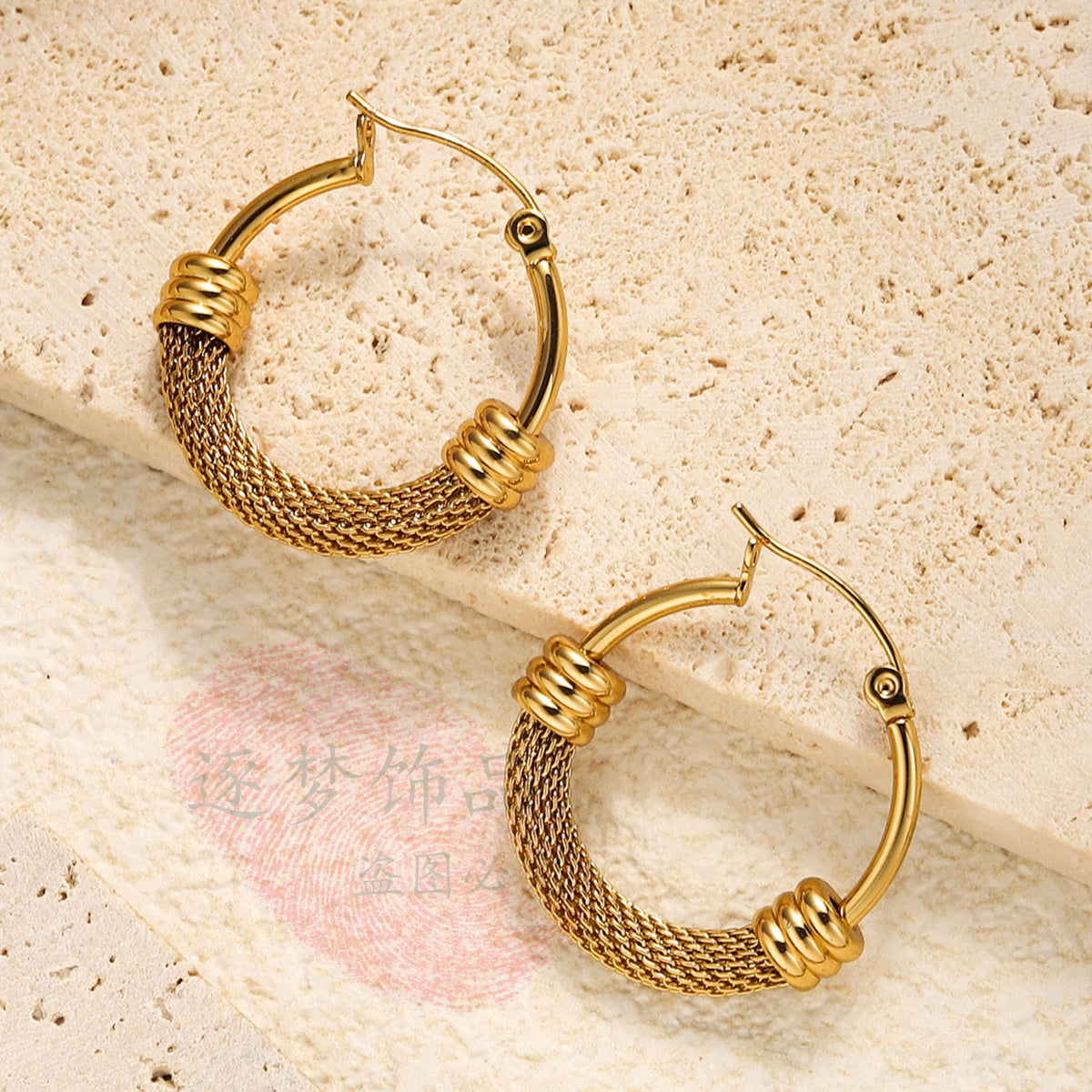 Gold Twist Hoop Earrings product photo