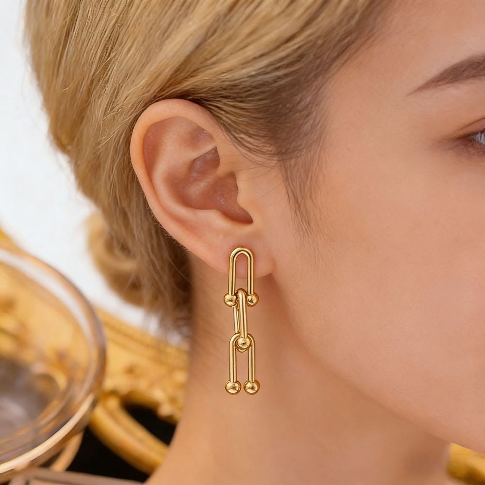 Gold Geometric Drop Earrings