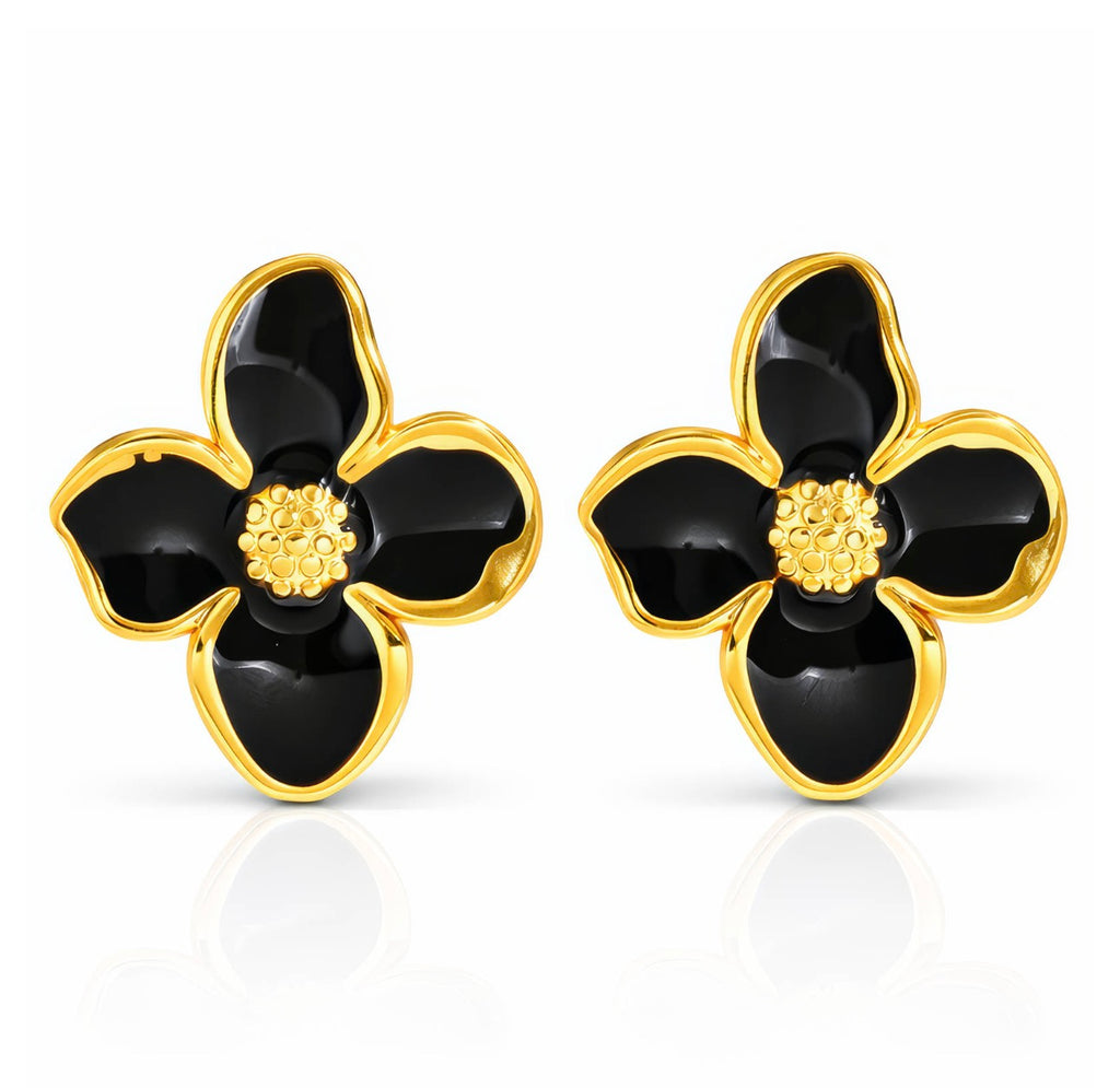 "FLOWERS" PVD GOLD-PLATED STAINLESS STEEL EARRINGS 
91712-0