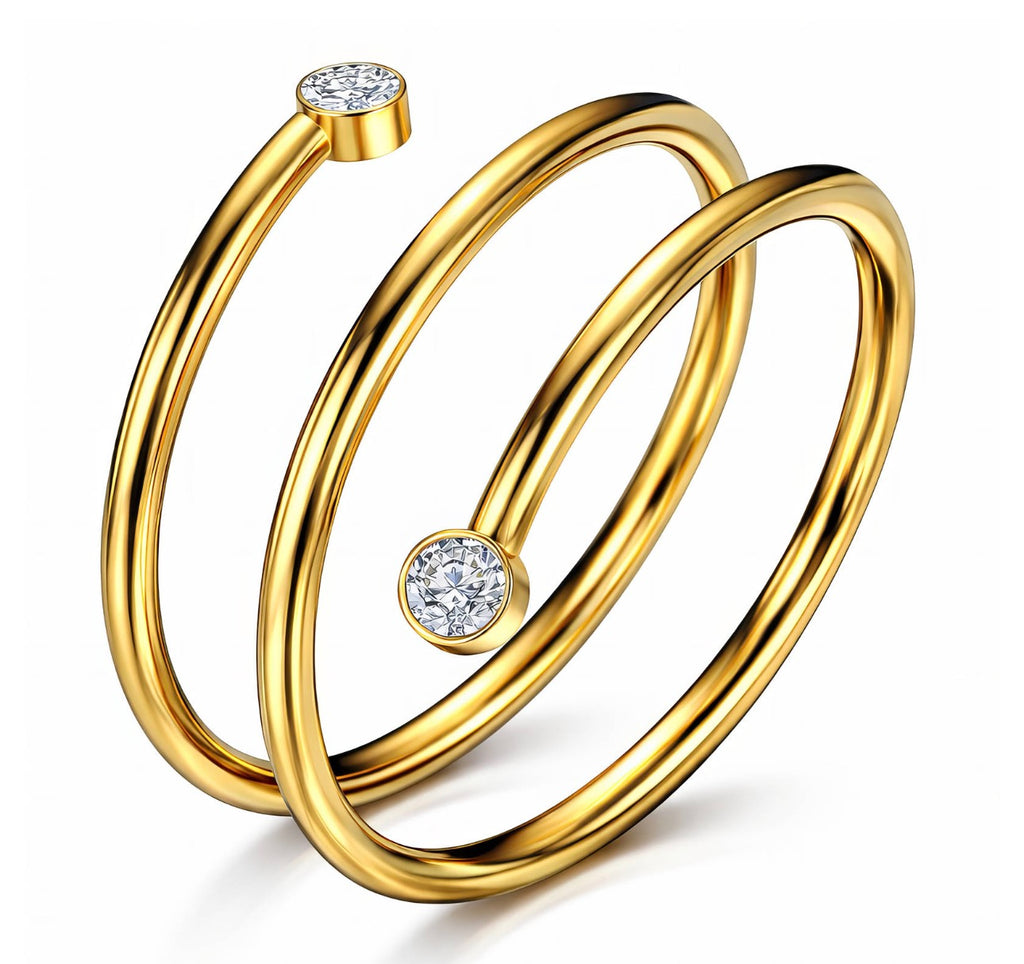 GOLD-PLATED STAINLESS STEEL FINGER RING - INTENSITY 87447-0