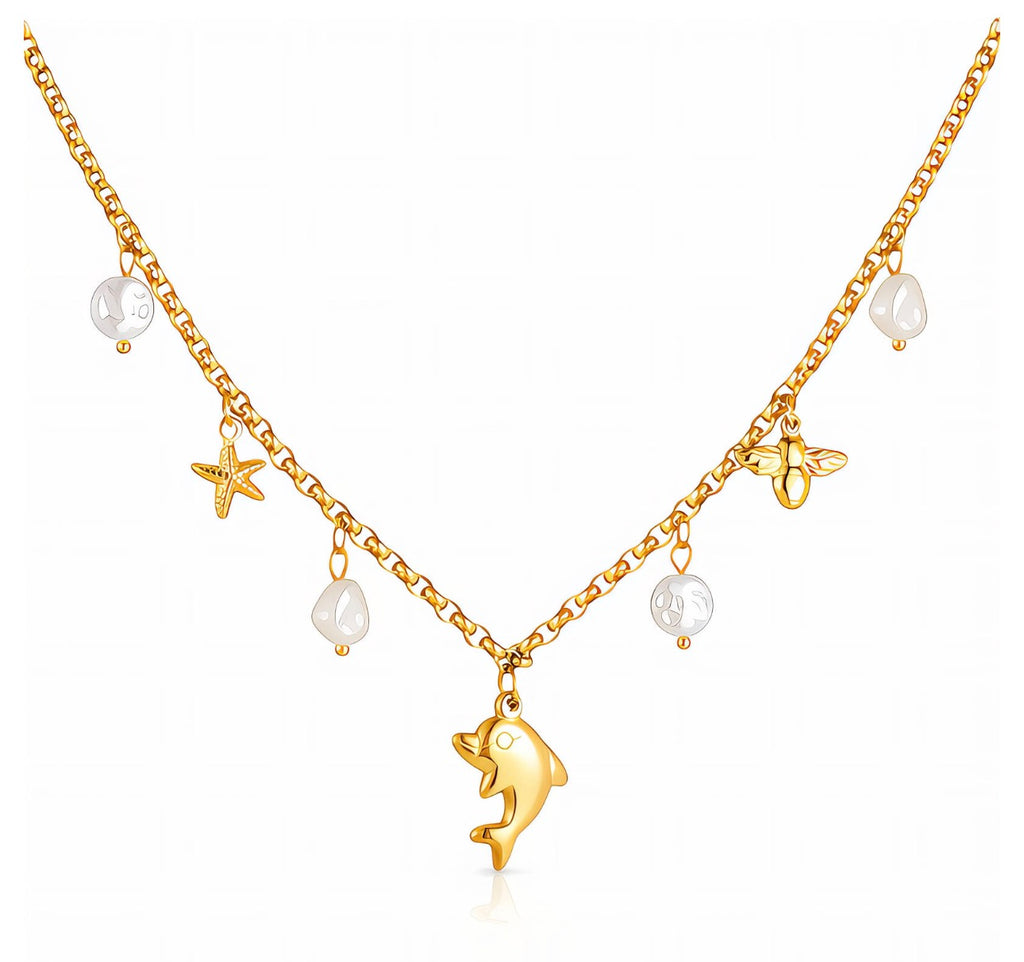 "DOLPHIN" PVD GOLD-PLATED STAINLESS STEEL NECKLACE
 90719-0