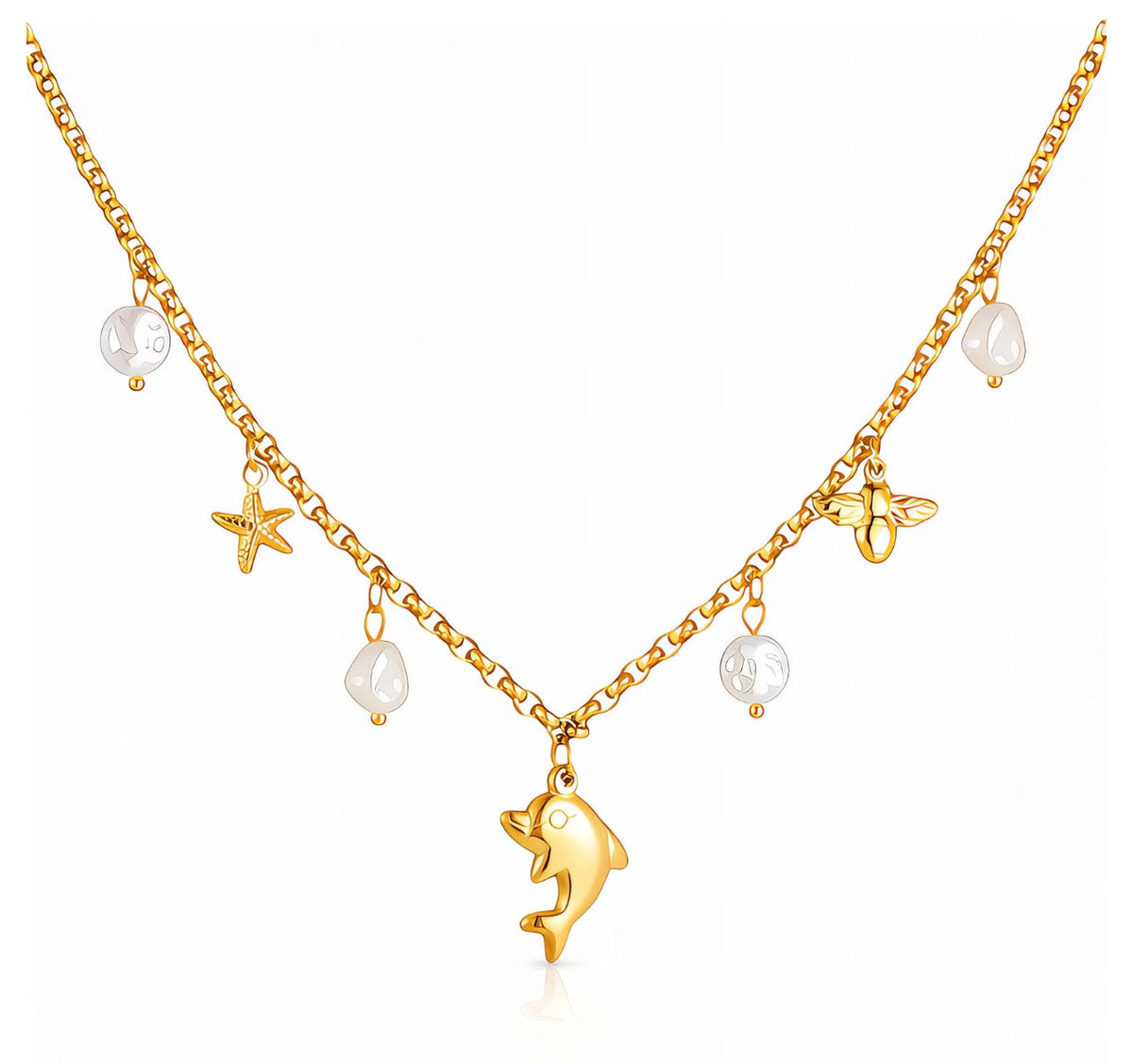 "DOLPHIN" PVD GOLD-PLATED STAINLESS STEEL NECKLACE
 90719-0