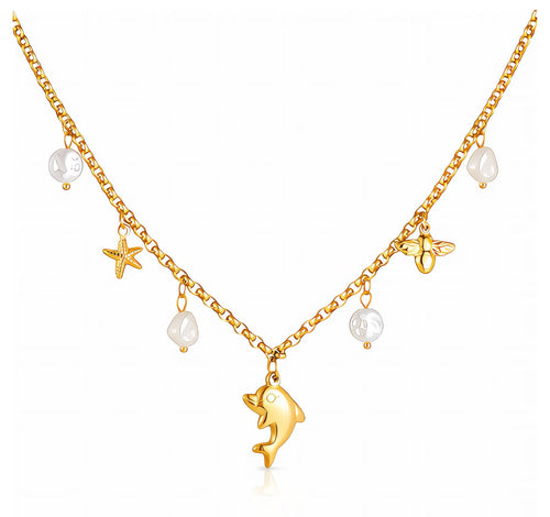 "DOLPHIN" PVD GOLD-PLATED STAINLESS STEEL NECKLACE
 90719-0