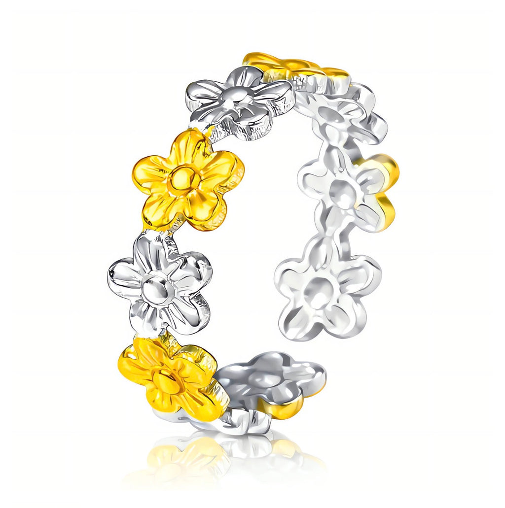 "FLOWER MEADOW" PVD GOLD-PLATED STAINLESS STEEL FINGER RING 
91609-0