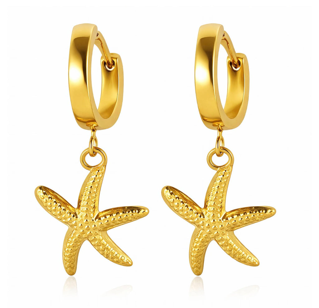 "STARFISHES" EARRINGS, 18K GOLD PLATED STEEL 90525-0
