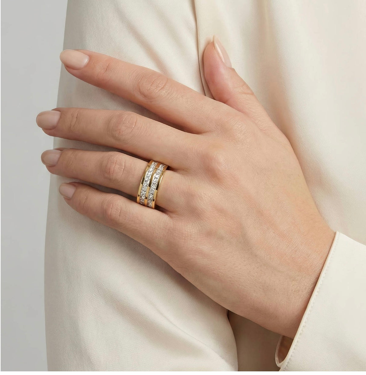 GOLD-PLATED STAINLESS STEEL FINGER RING - INTENSITY
 88245-0