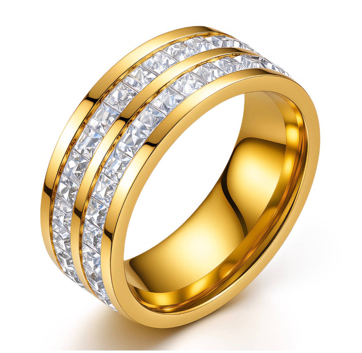 GOLD-PLATED STAINLESS STEEL FINGER RING - INTENSITY
 88245-0
