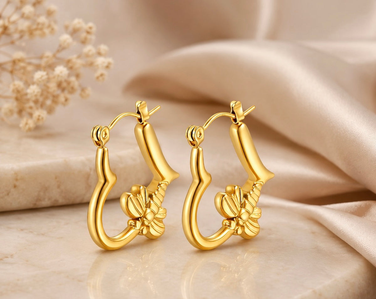 "BEES" EARRINGS, 18K GOLD PLATED STEEL
 91323-0