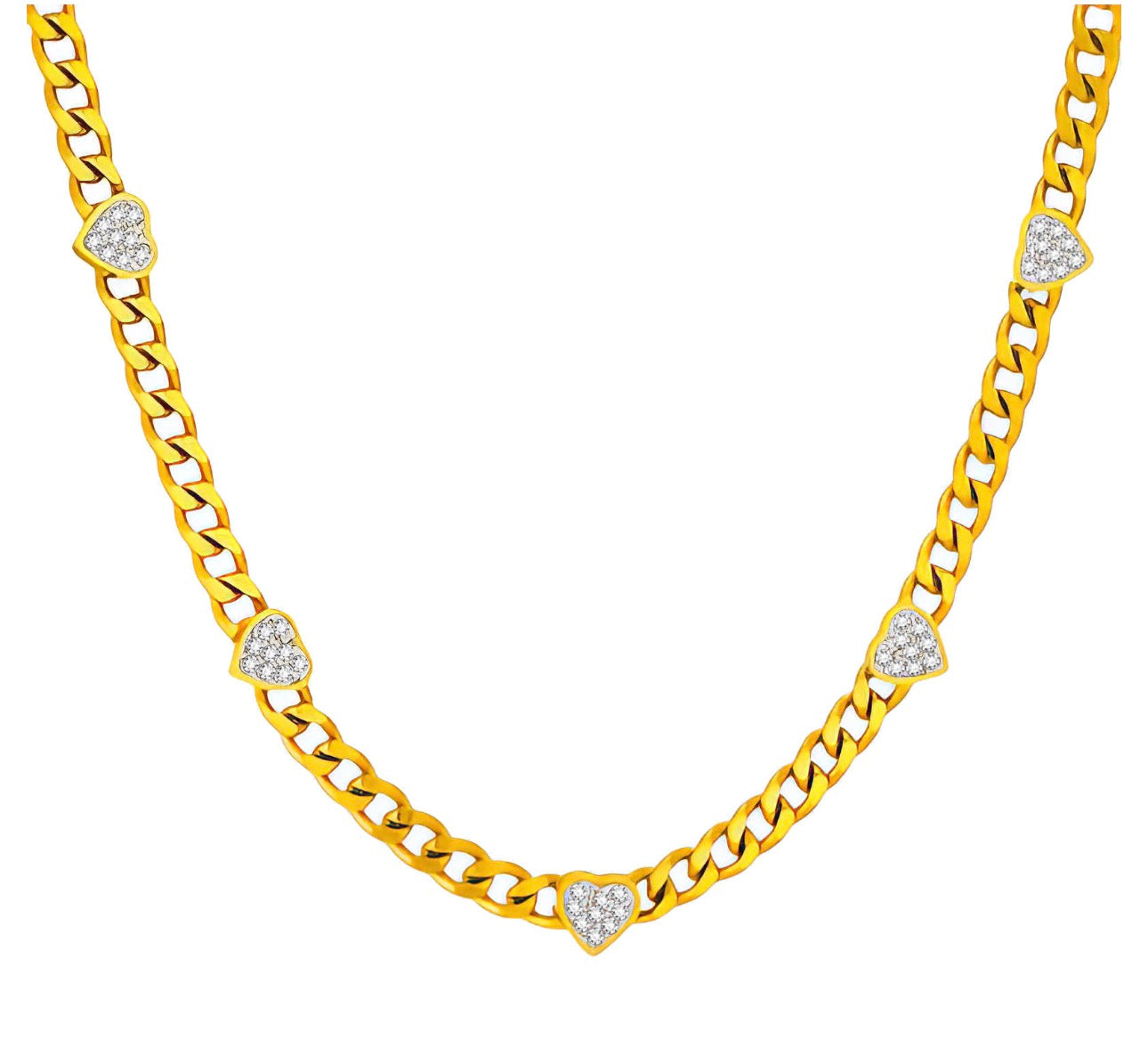 "HEARTS" BRACELET/NECKLACE SET 18K GOLD PLATED STEEL 90693-1