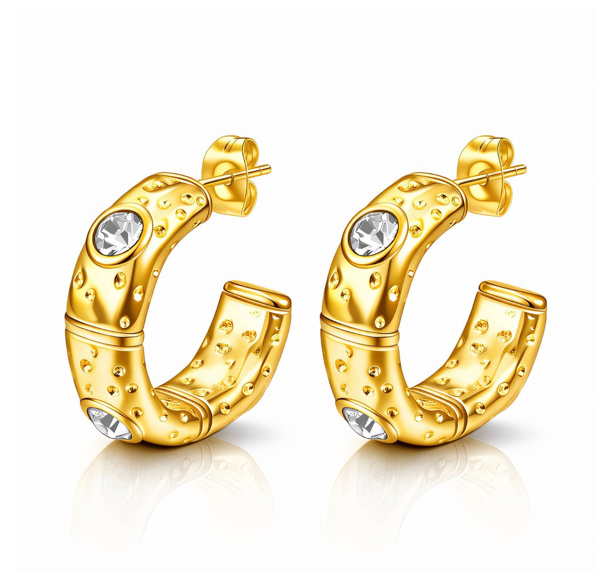 EARRINGS, 18K GOLD PLATED STEEL
 87421-0
