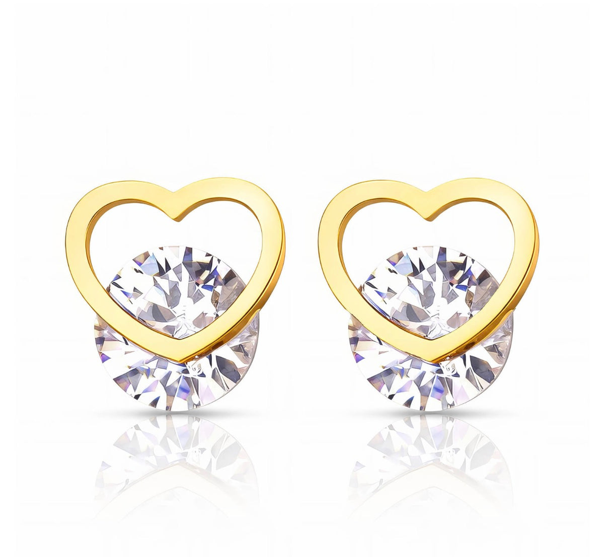 "HEARTS" PVD GOLD-PLATED STAINLESS STEEL EARRINGS 
 91289-0