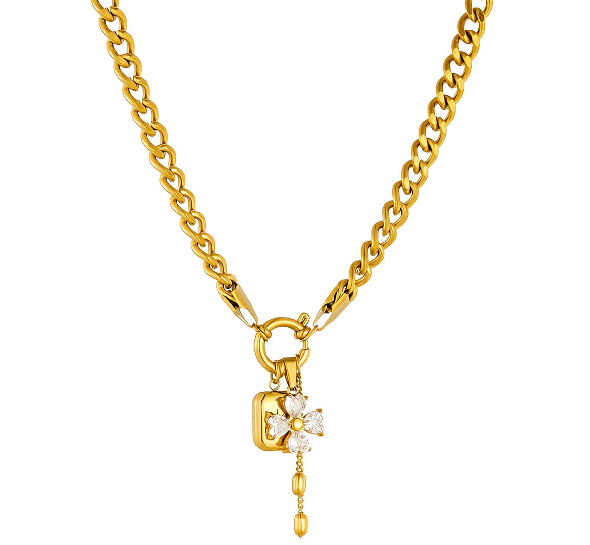 "FLOWER" PVD GOLD-PLATED STAINLESS STEEL NECKLACE 90945-0