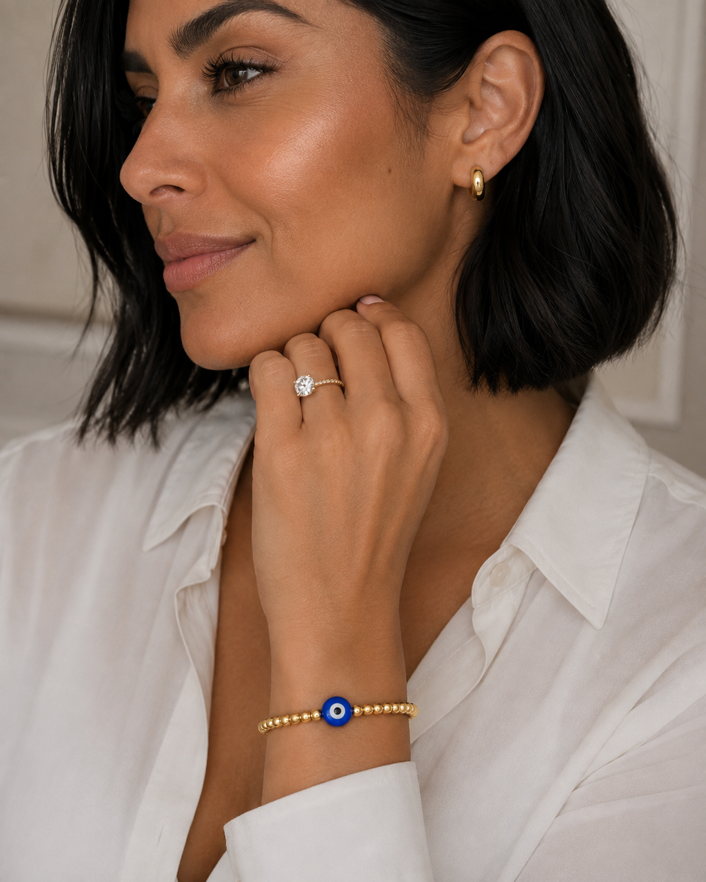 "EVIL EYE" BRACELET, 18K GOLD PLATED STEEL
87180-0