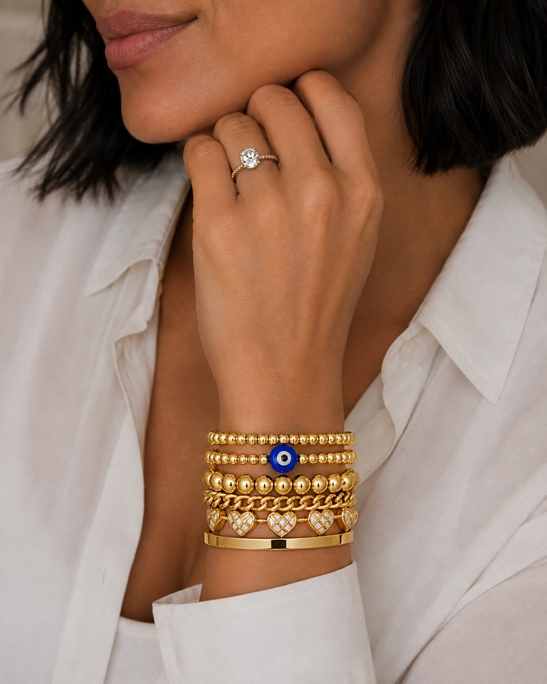 "EVIL EYE" BRACELET, 18K GOLD PLATED STEEL
87180-0