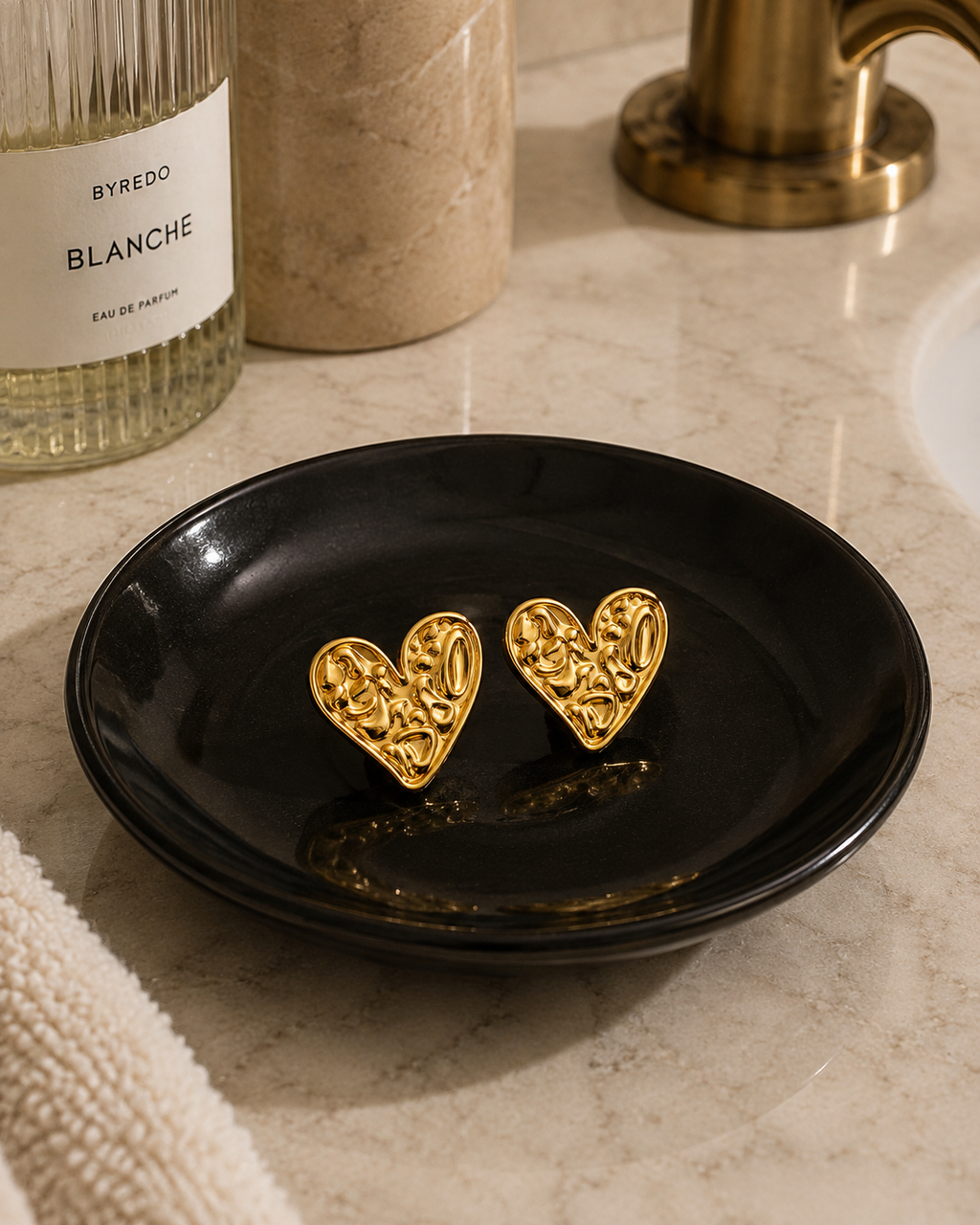"HEARTS" EARRINGS, 18K GOLD PLATED STEEL 91473-0