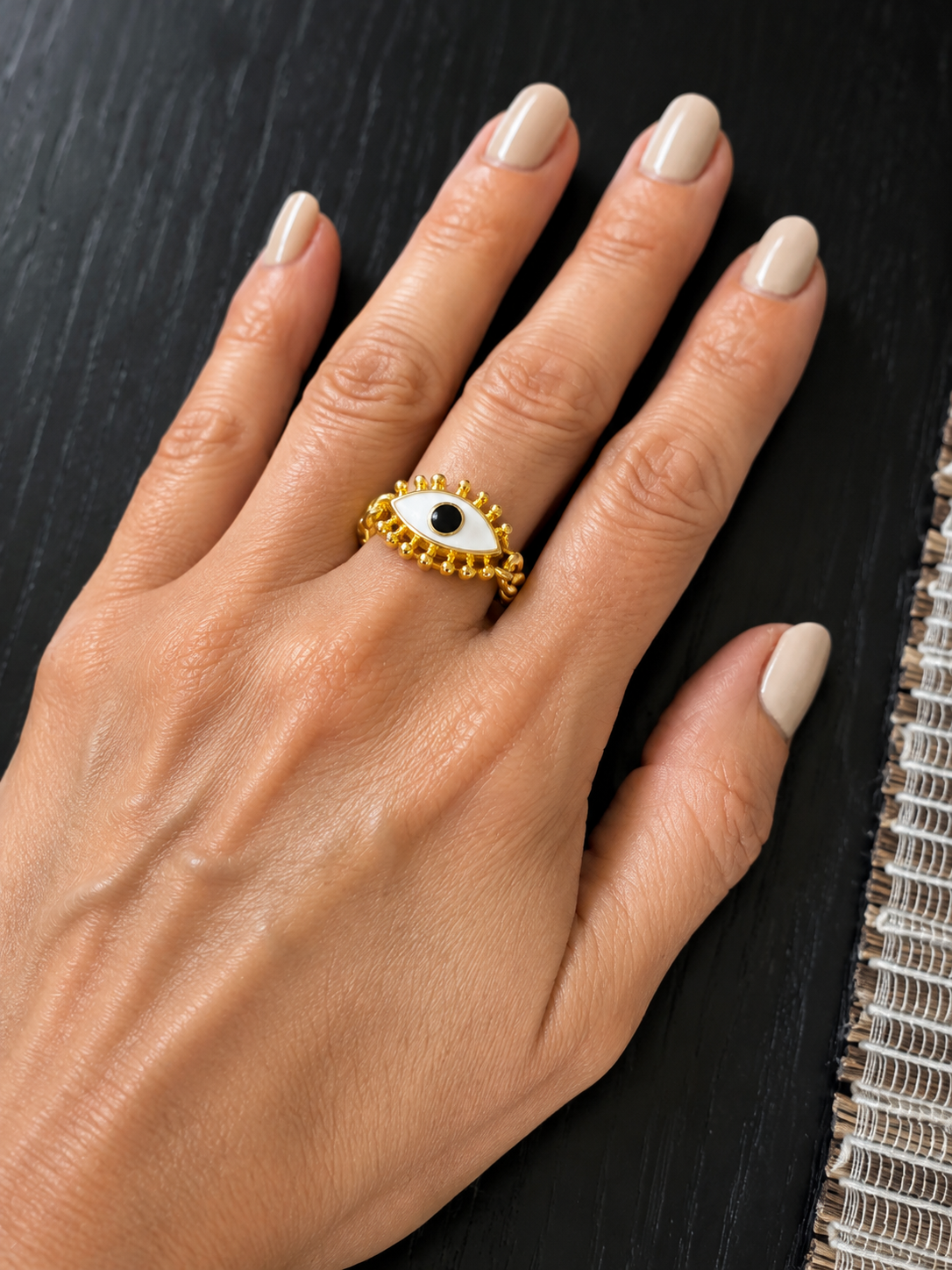 "EVIL EYE" RING, 18K GOLD PLATED STEEL 88652-0