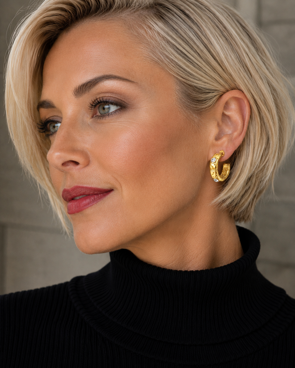 EARRINGS, 18K GOLD PLATED STEEL
 87421-0