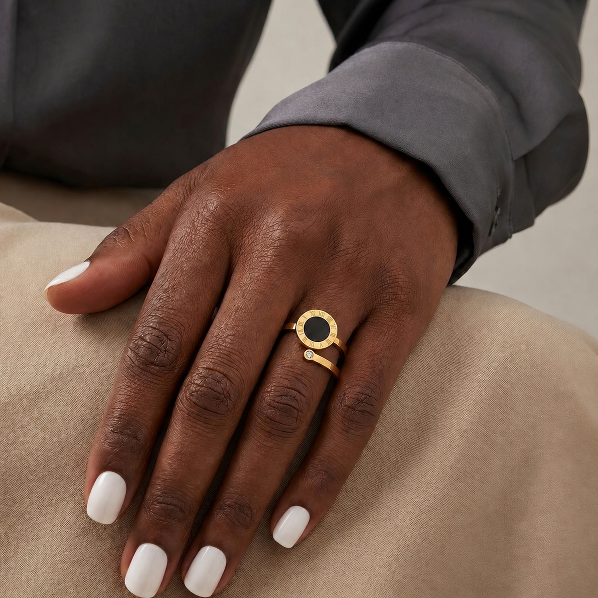 RING, 18K GOLD PLATED STEEL Adjustable 
 87830-0