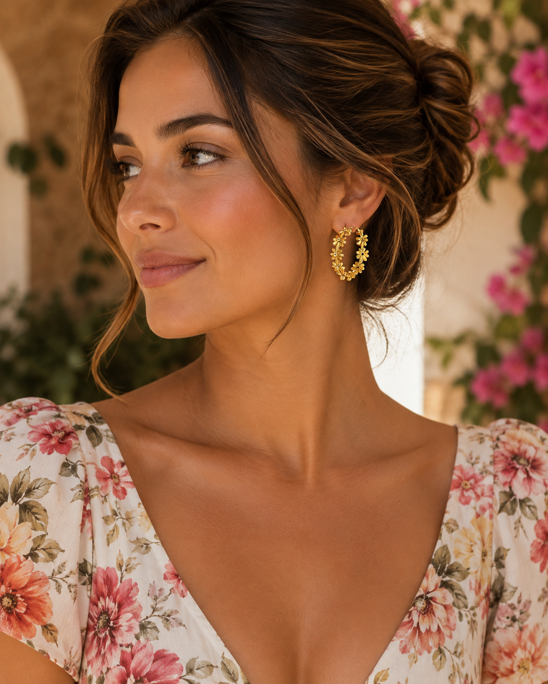 "FLOWER MEADOW" PVD GOLD-PLATED STAINLESS STEEL EARRINGS
 89834-0