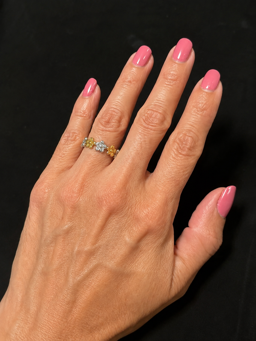 "FLOWER MEADOW" PVD GOLD-PLATED STAINLESS STEEL FINGER RING 
91609-0